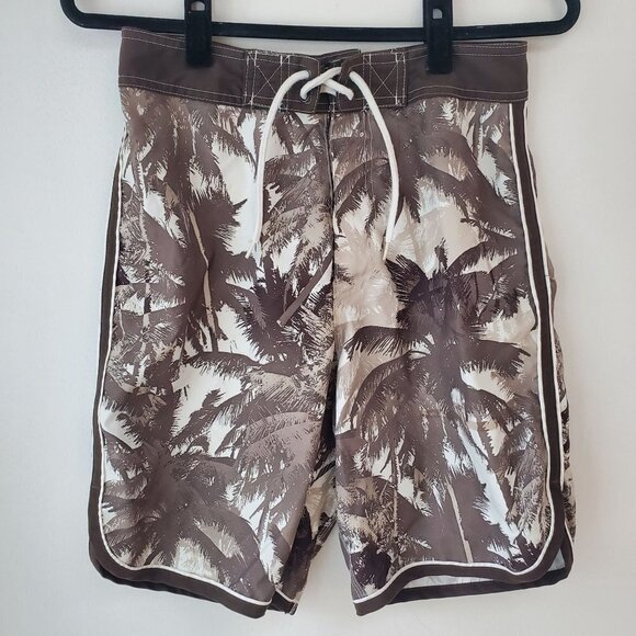 JOE BOXER Palm Tree Hawaiian Print Board Shorts Swim Trunks Men's Small - Picture 1 of 6